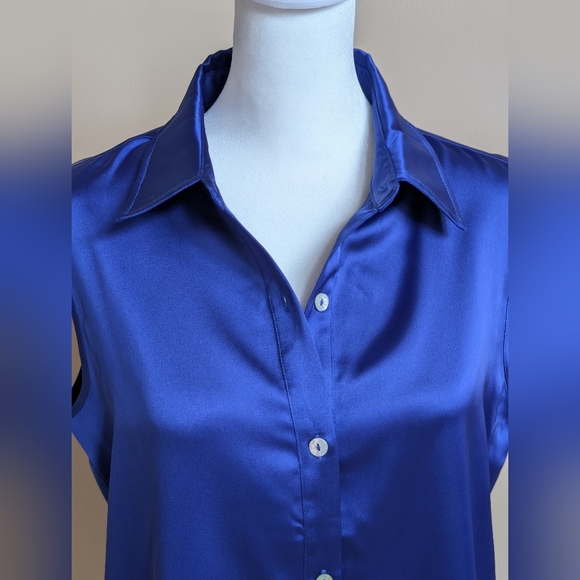 Rachel Zoe Royal Blue Satin Blouse - Picture 7 of 13